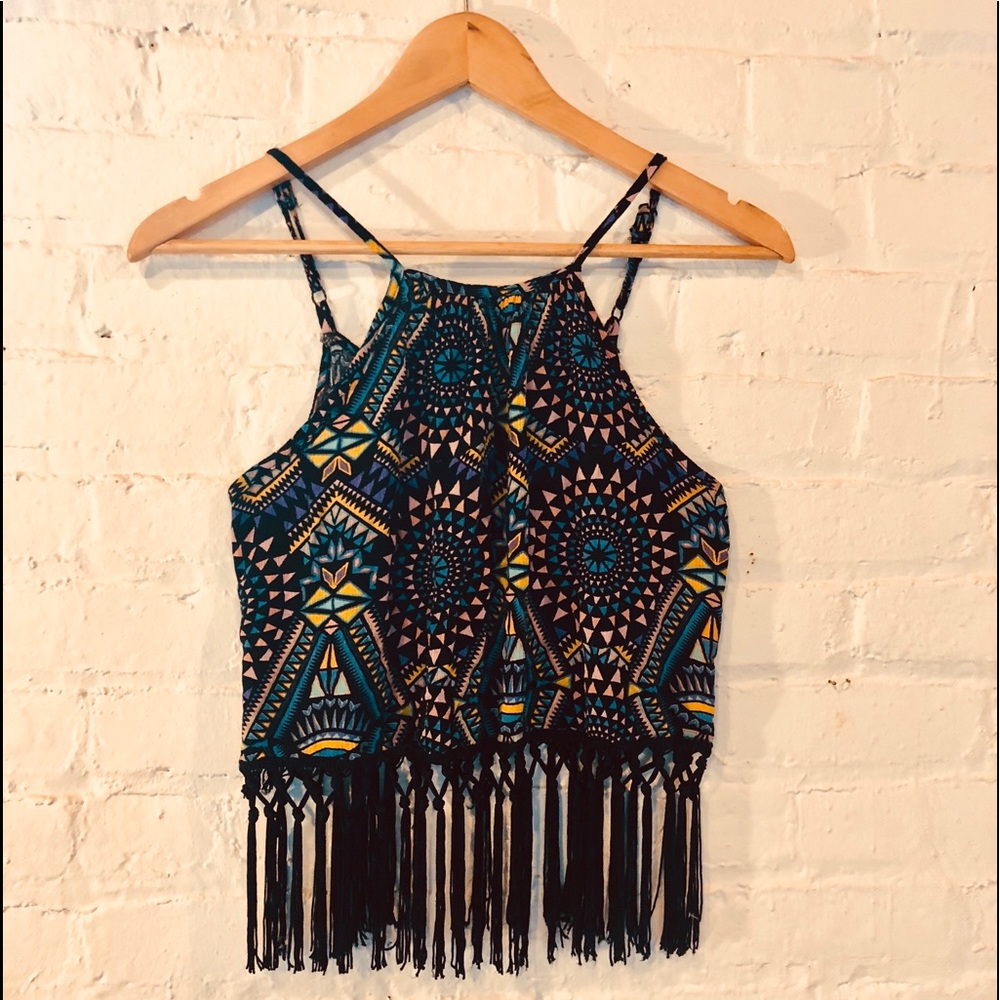 Chic tribal crop top with tassels